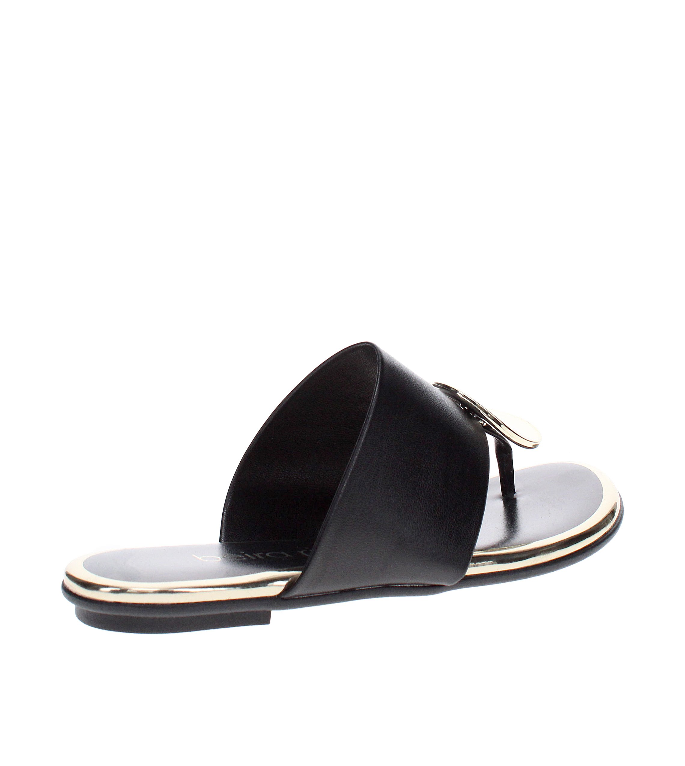 Black Metal Accent Slip-On Sandals