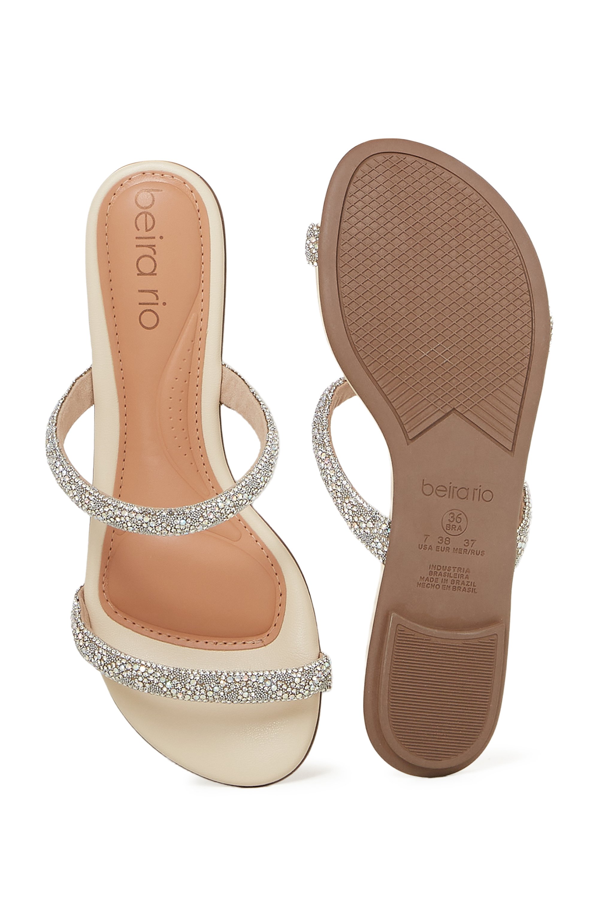 Silver Embellished Strap Flat Sandals