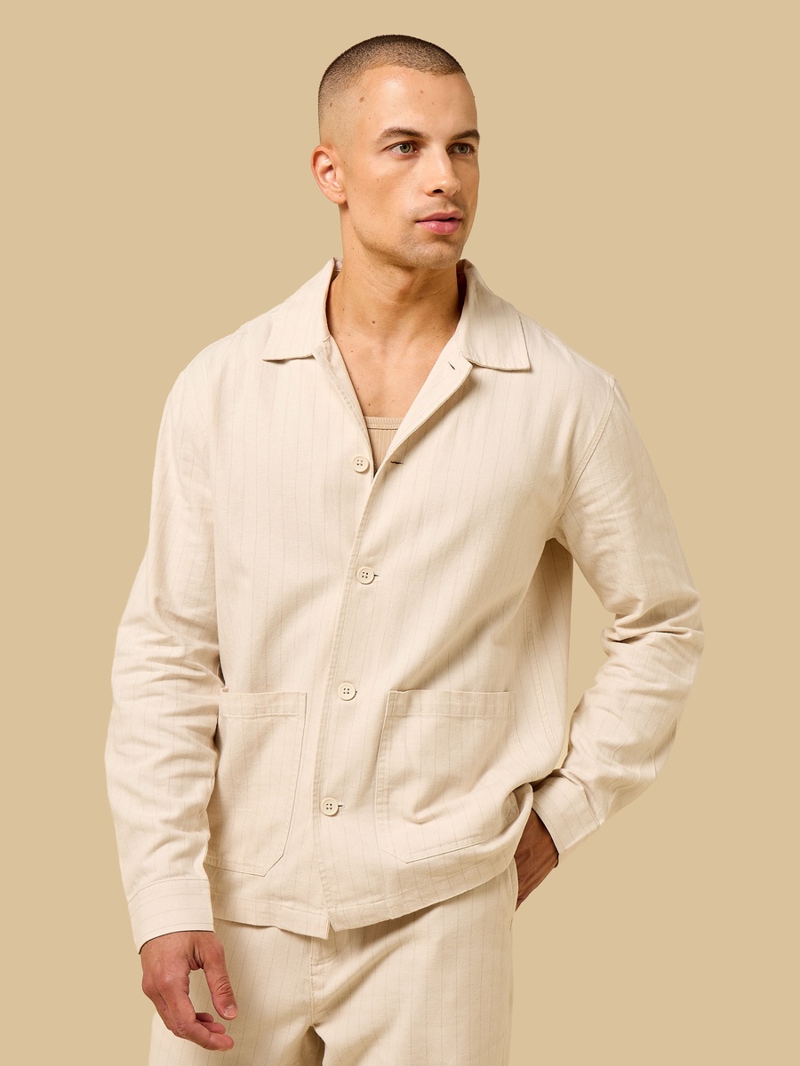 Striped Twill Shacket
