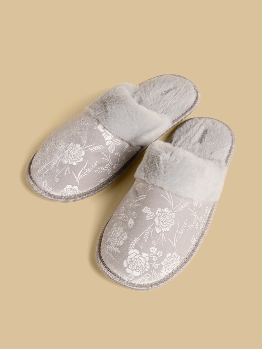 Floral Embossed Bedroom Mules