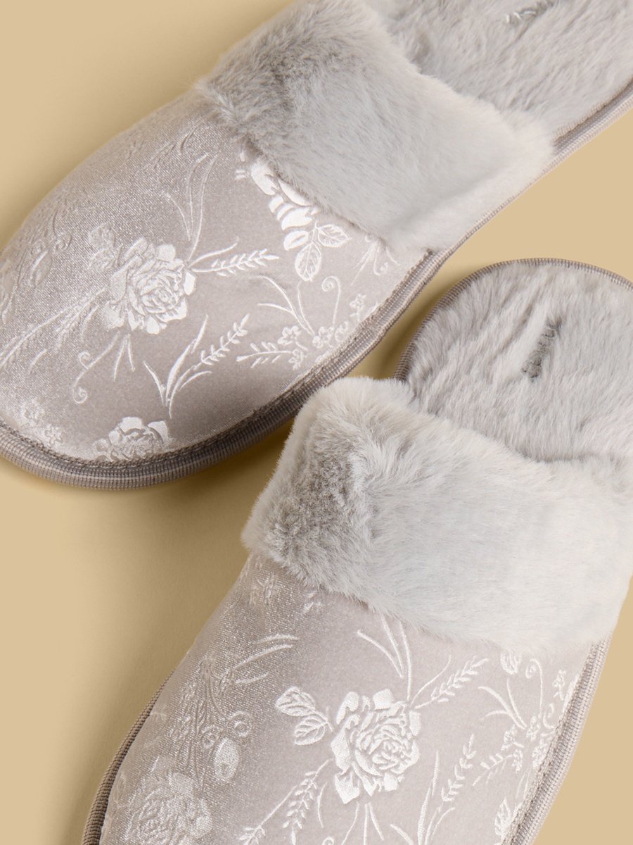Floral Embossed Bedroom Mules
