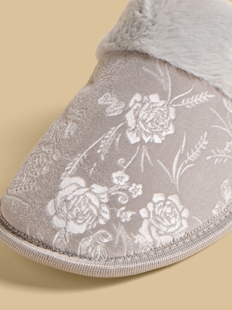 Floral Embossed Bedroom Mules