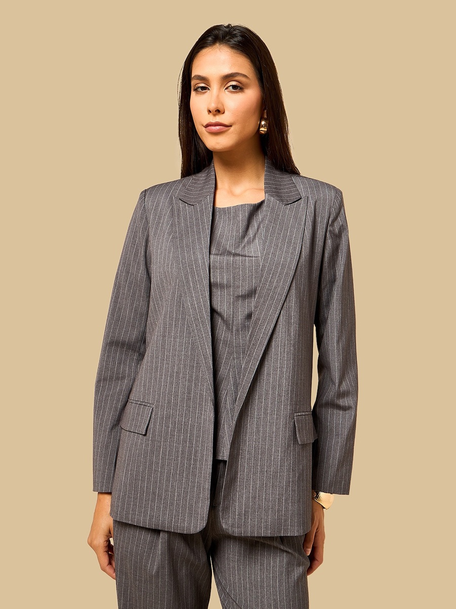 Pinstripe Peak Lapel Blazer