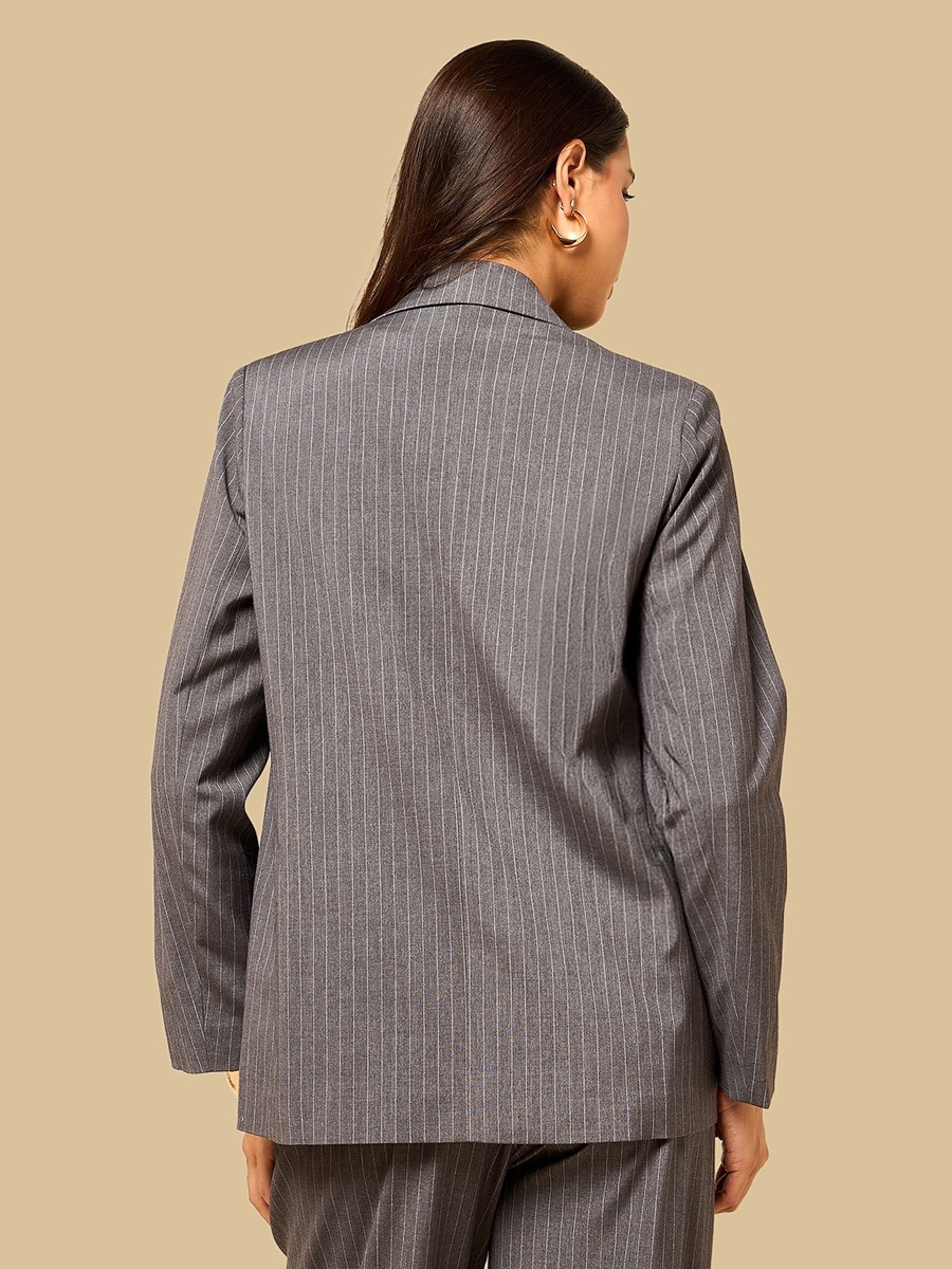 Pinstripe Peak Lapel Blazer