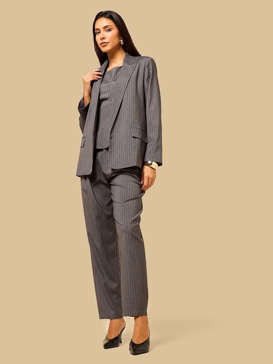 Pinstripe Peak Lapel Blazer