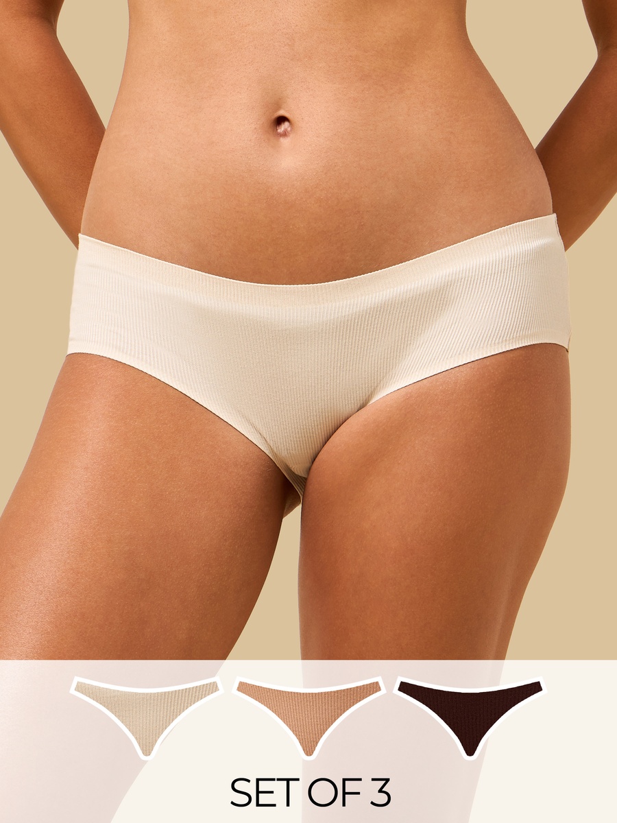 Pack of 3 - Ribbed Hipster Briefs