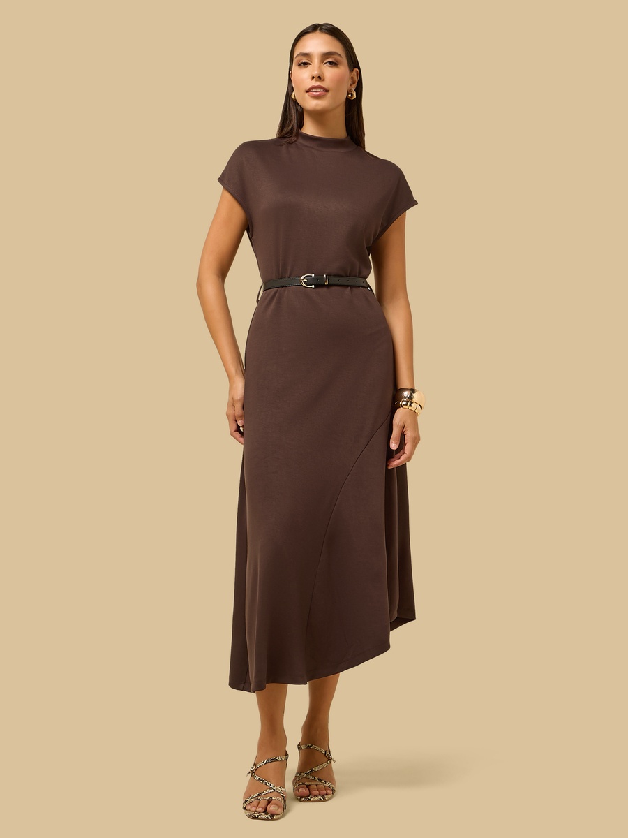 Assymetrical Maxi Dress with Belt