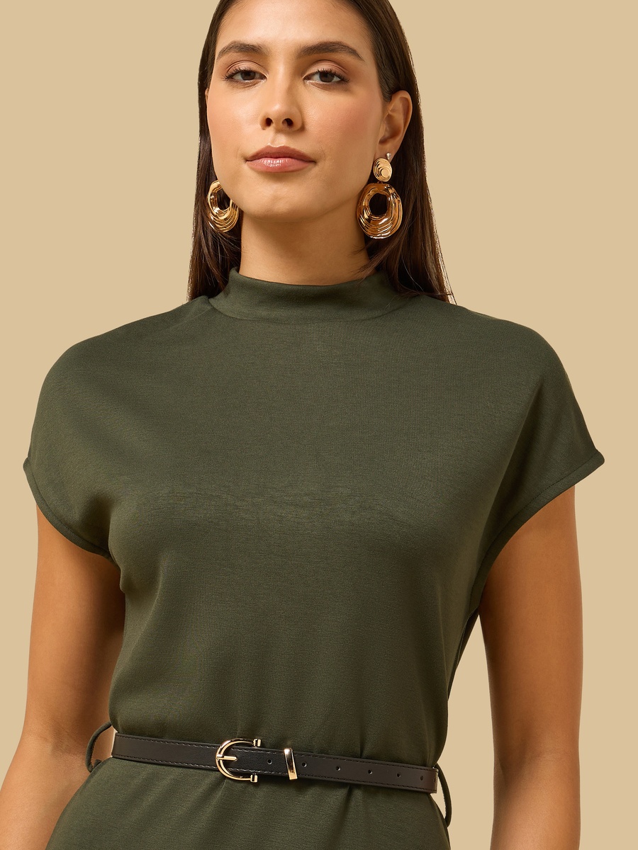 Assymetrical Maxi Dress with Belt