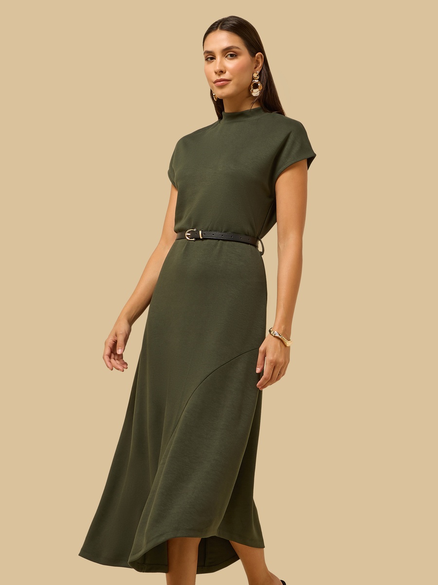 Assymetrical Maxi Dress with Belt