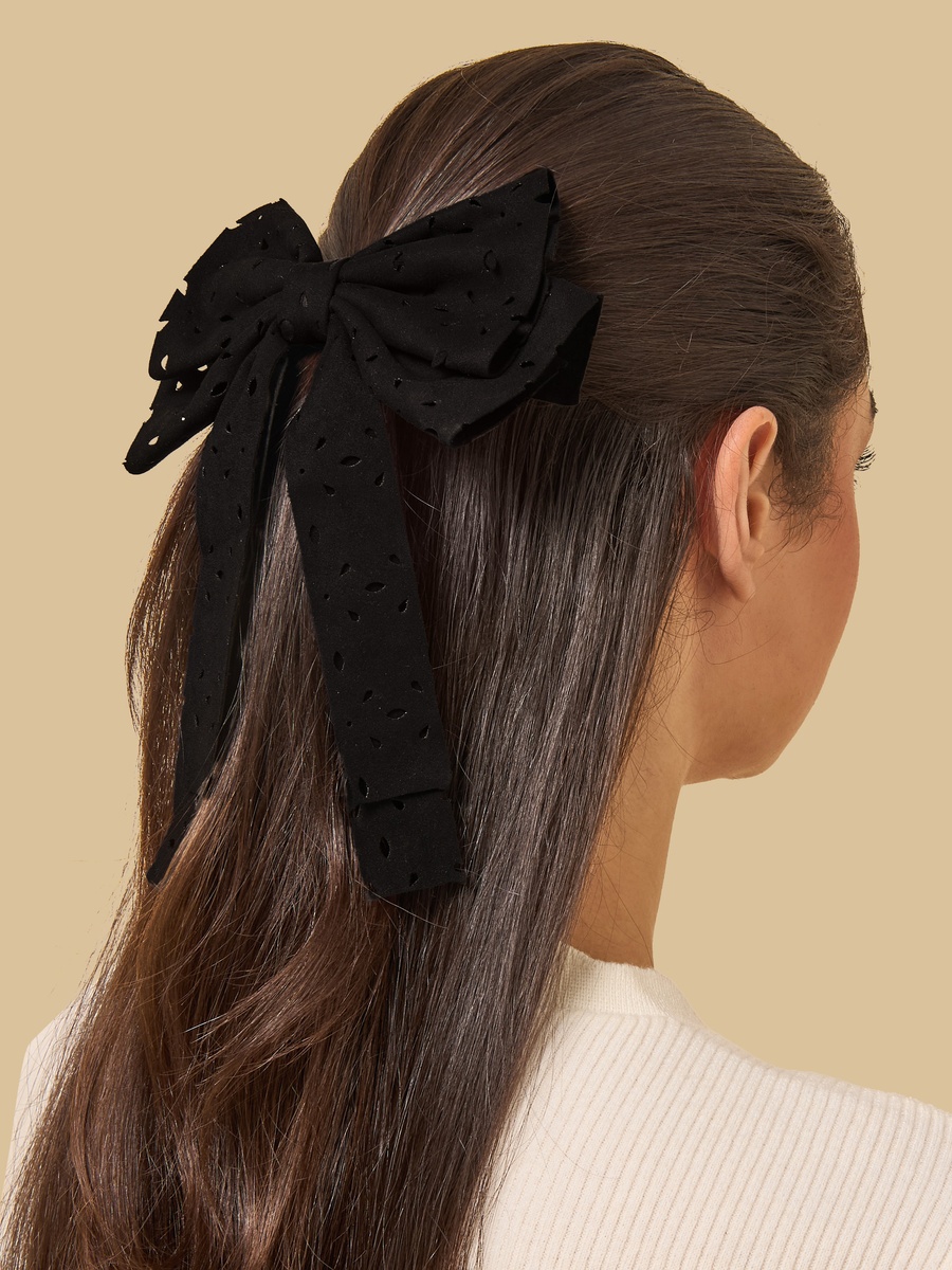 Schiffli Textured Bow Hair Clip