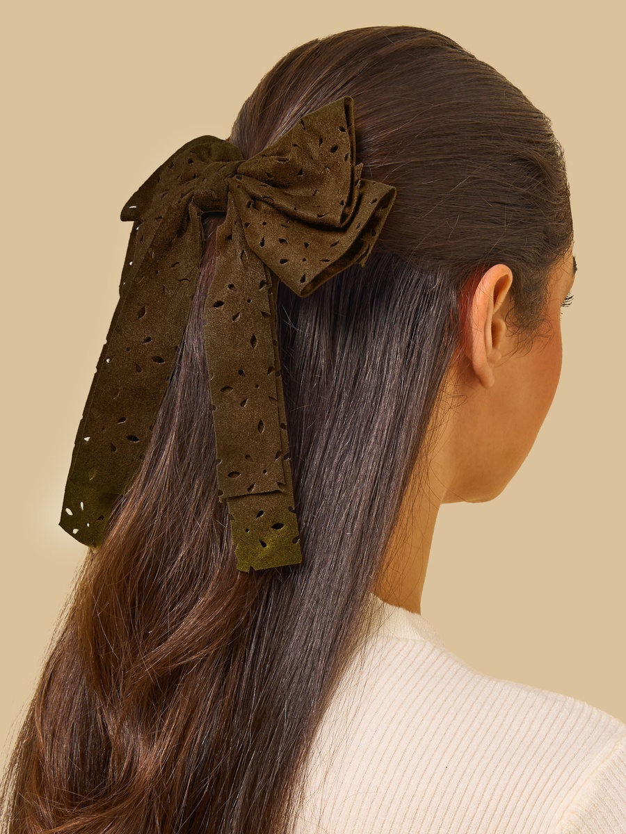 Schiffli Textured Bow Hair Clip