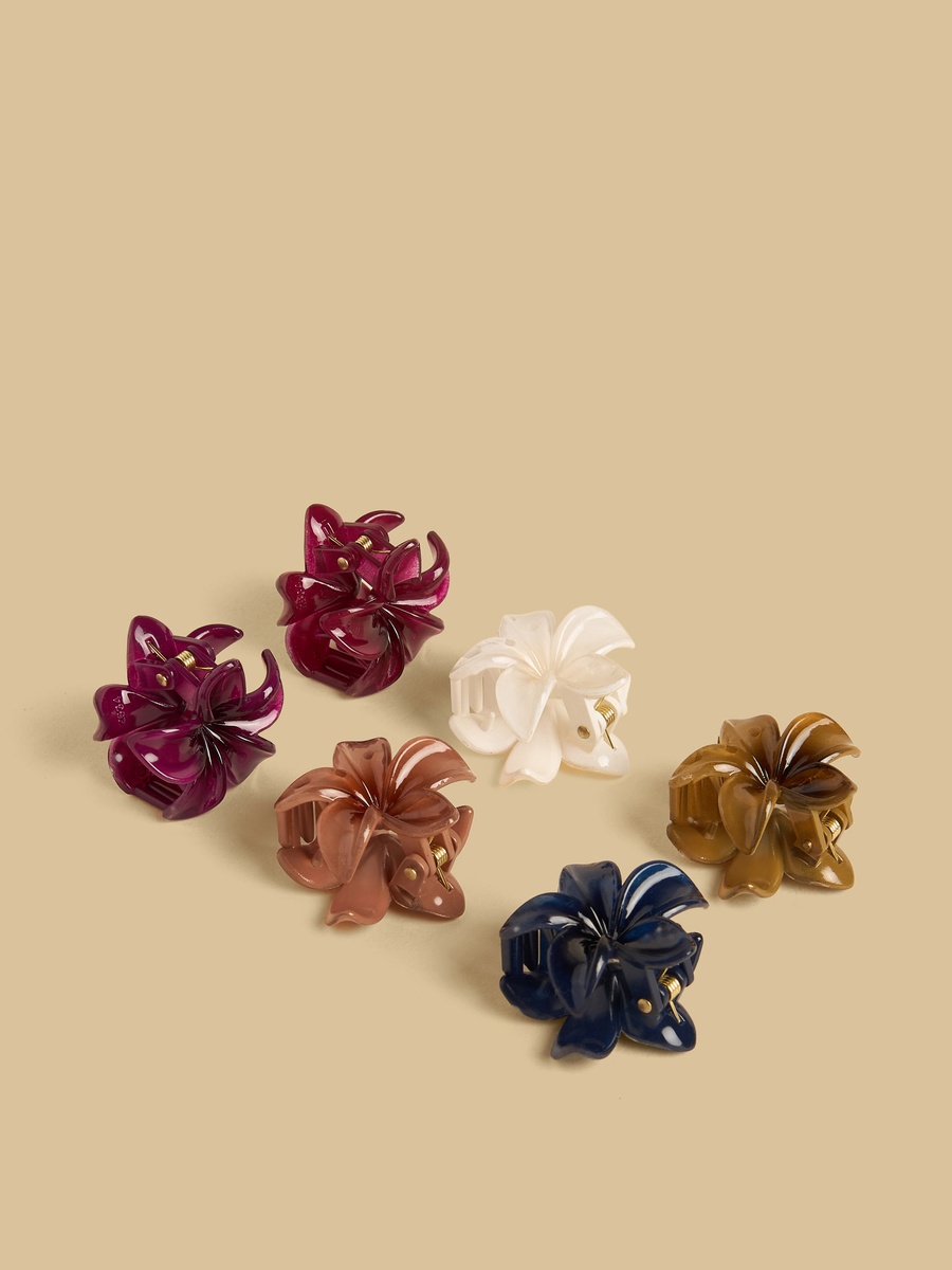 Pack of 6 - Floral Hair Clamp