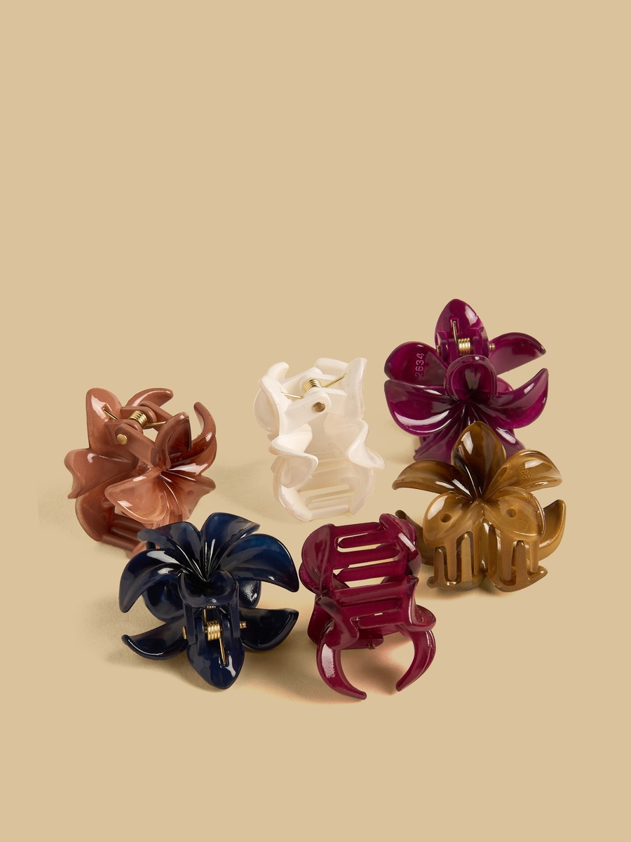 Pack of 6 - Floral Hair Clamp
