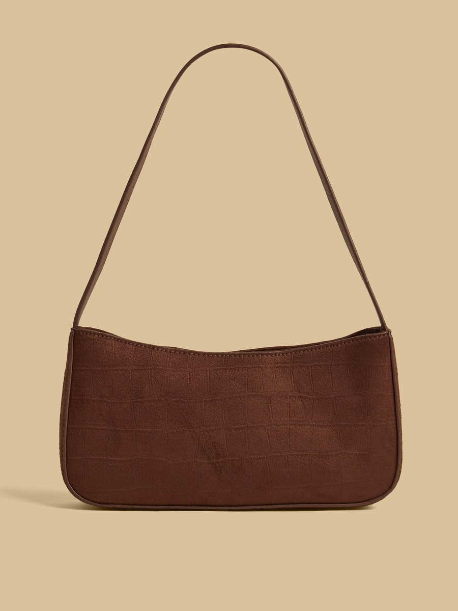 Textured Shoulder Bag with Zip Closure