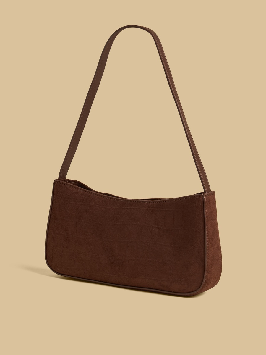 Textured Shoulder Bag with Zip Closure