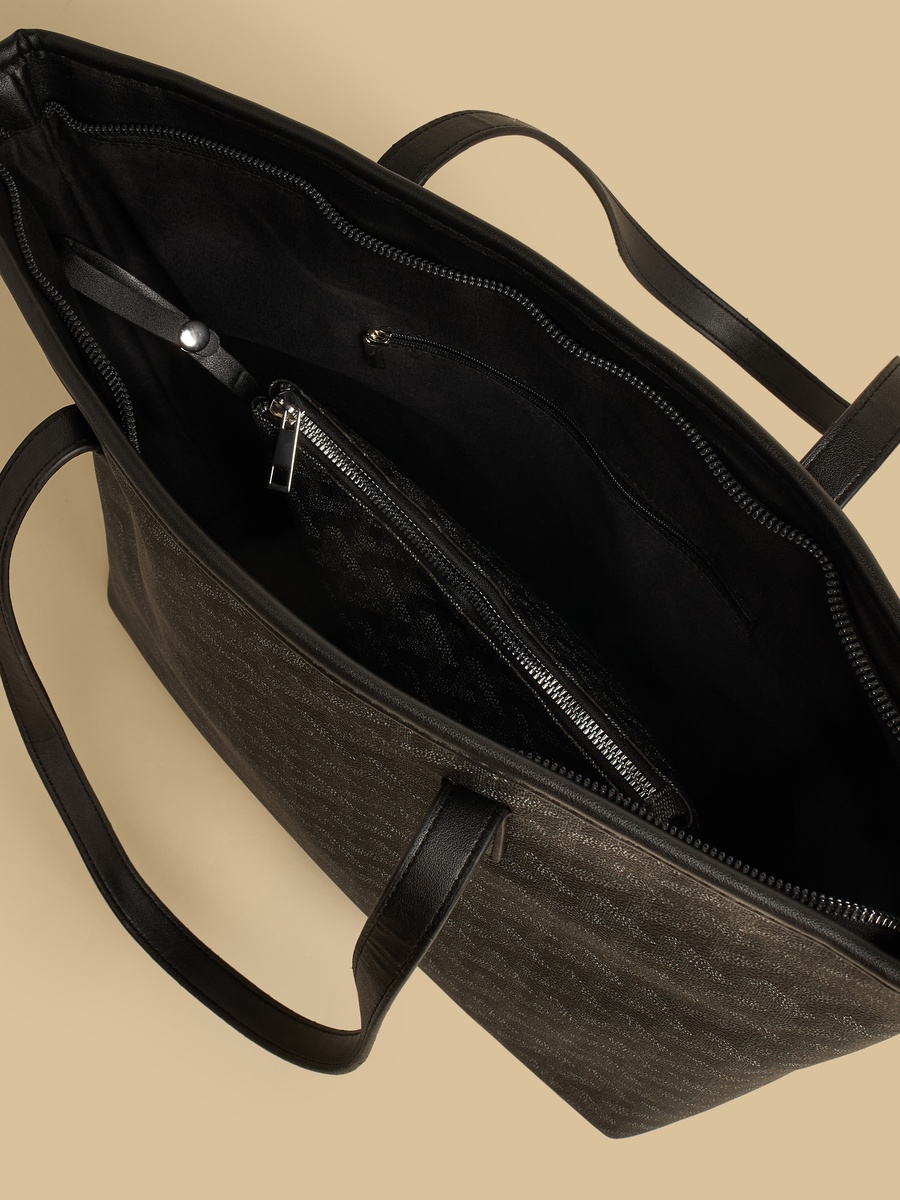 Textured Tote Bag with Pouch