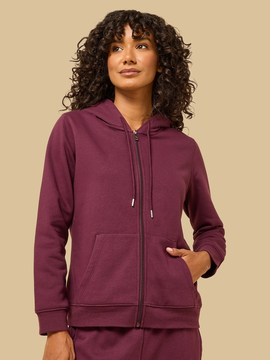Plain Zip Through Hoodie