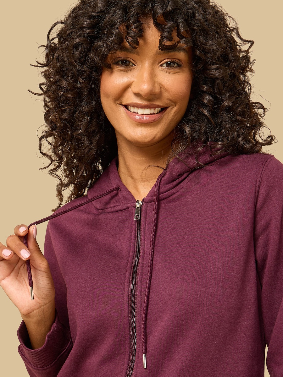 Plain Zip Through Hoodie