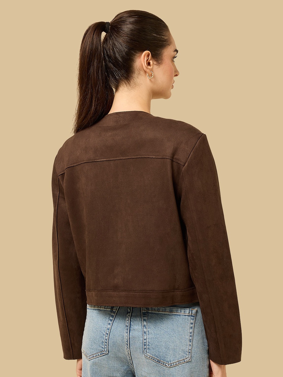 Button Accent Suede Jacket