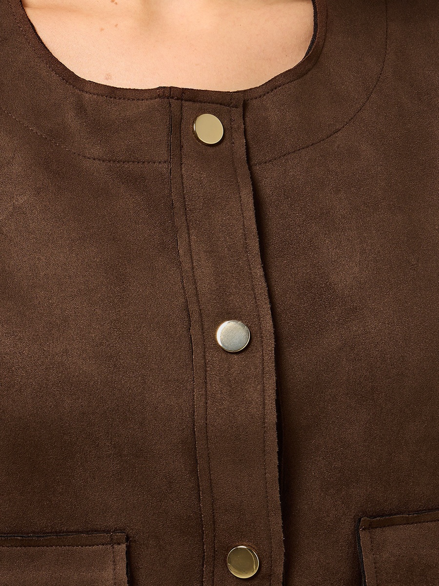 Button Accent Suede Jacket