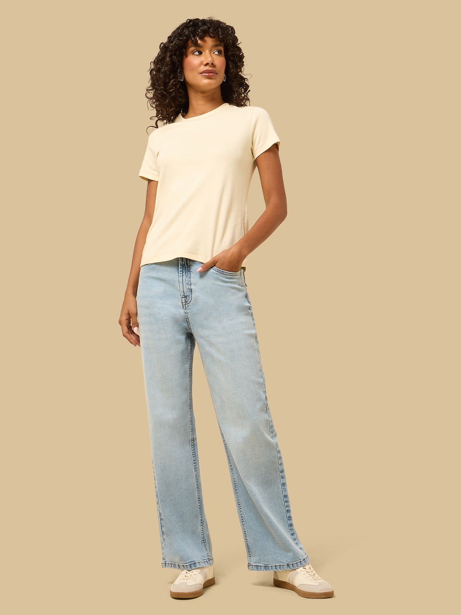 Wide Leg Stretchable Jeans