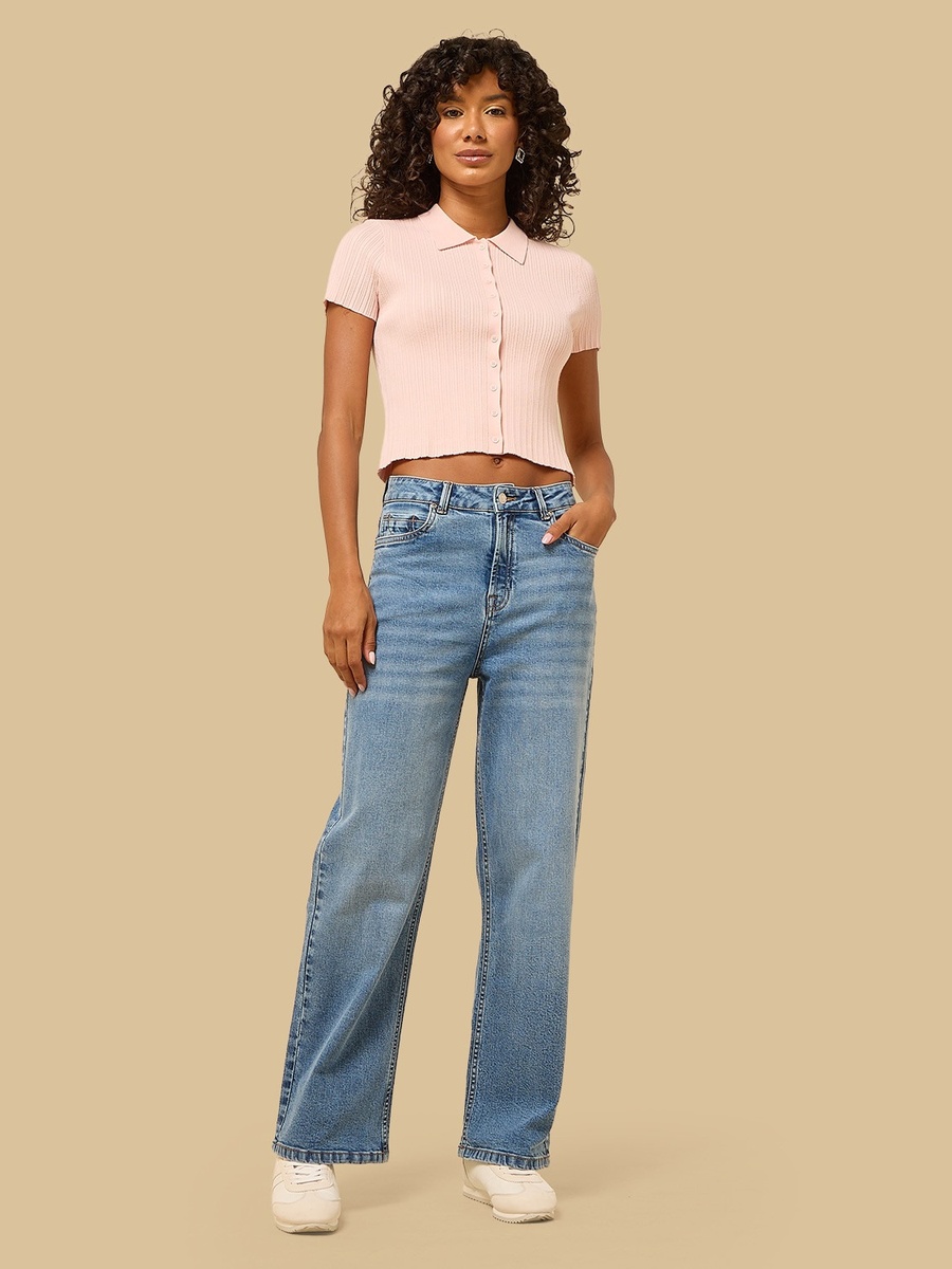 Wide Leg Stretchable Jeans