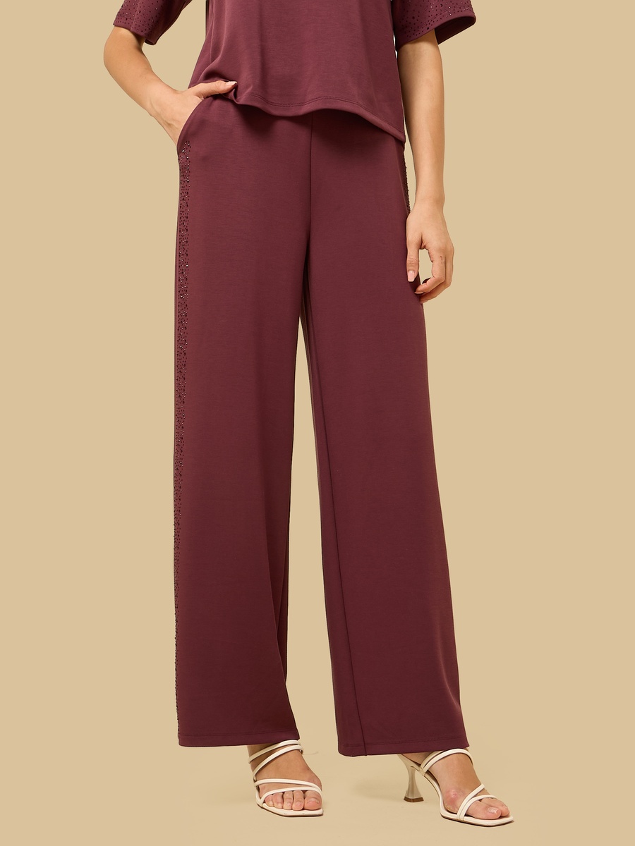 Embellished Modal Wide Leg Pants