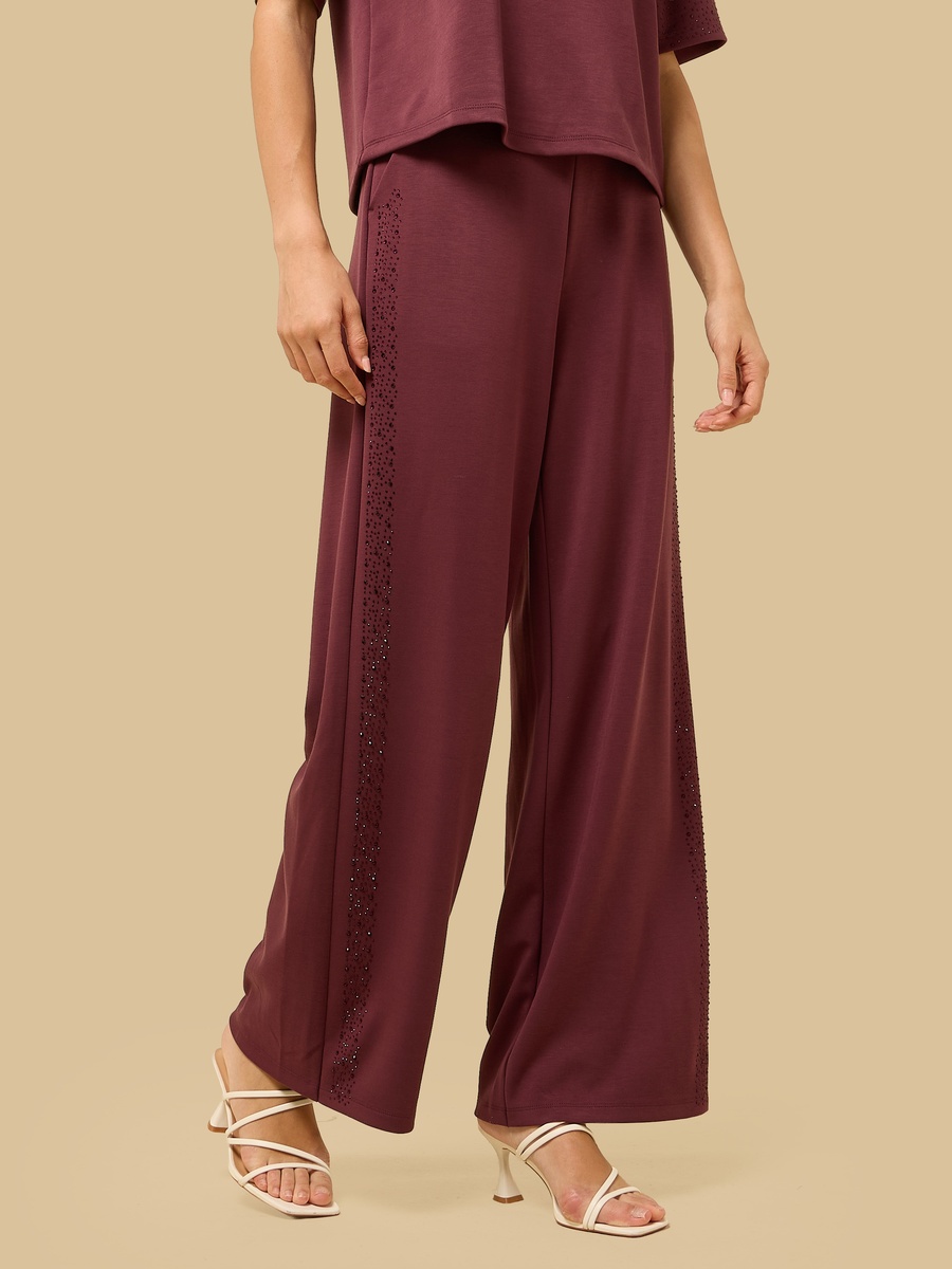 Embellished Modal Wide Leg Pants