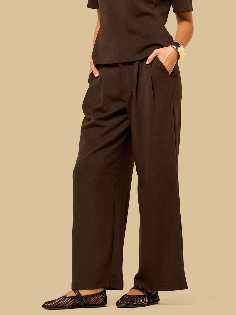 Constructed Waistband Pleated Pants