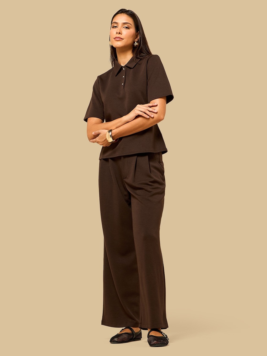 Constructed Waistband Pleated Pants