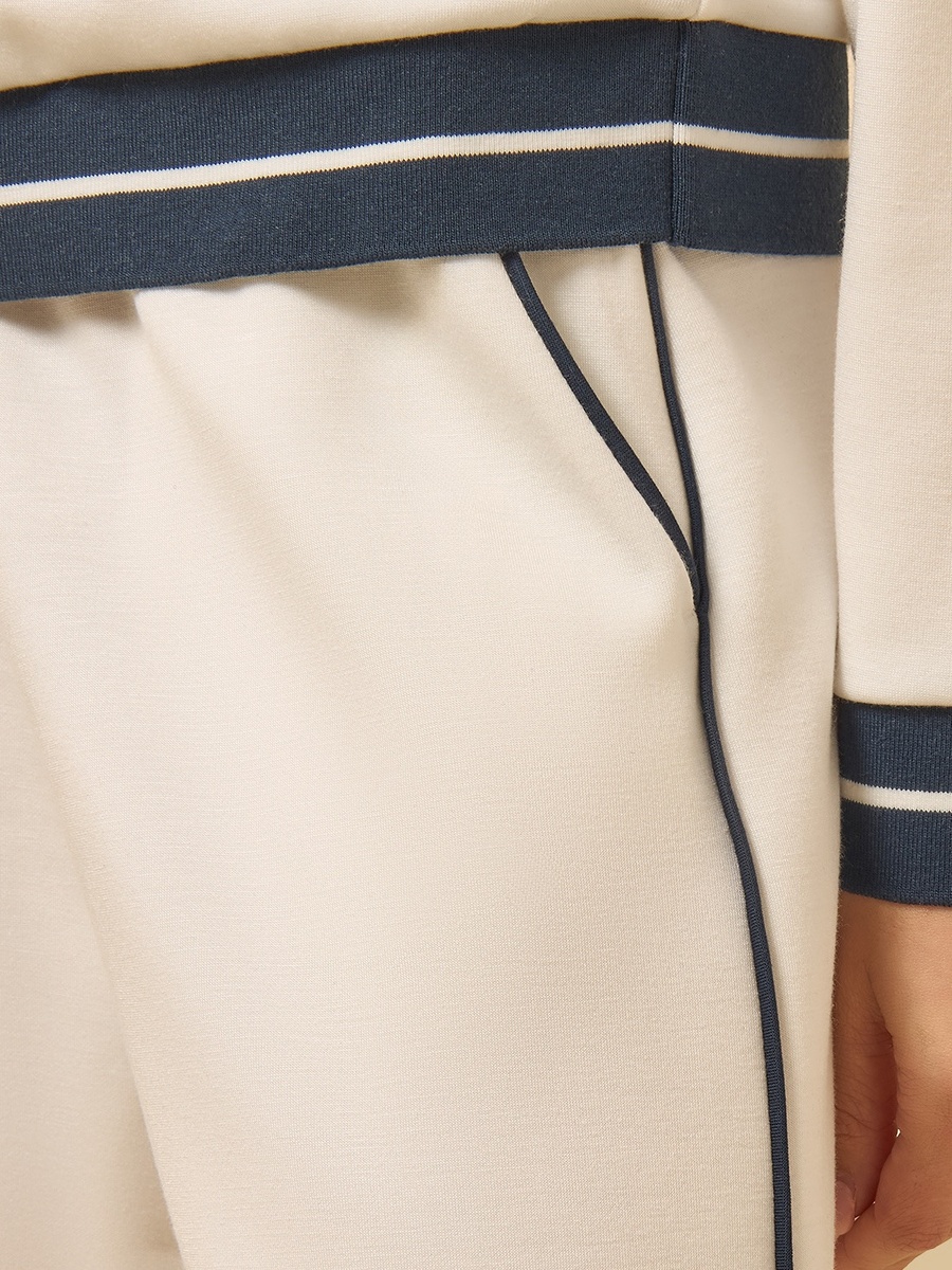 Contrast Piping Wide Leg Pants