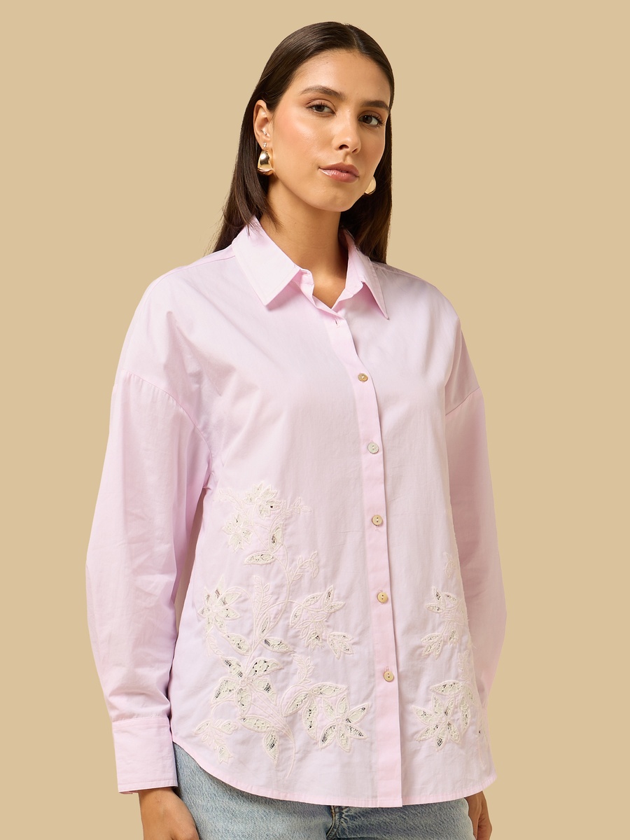 Embroidered Oversized Poplin Shirt