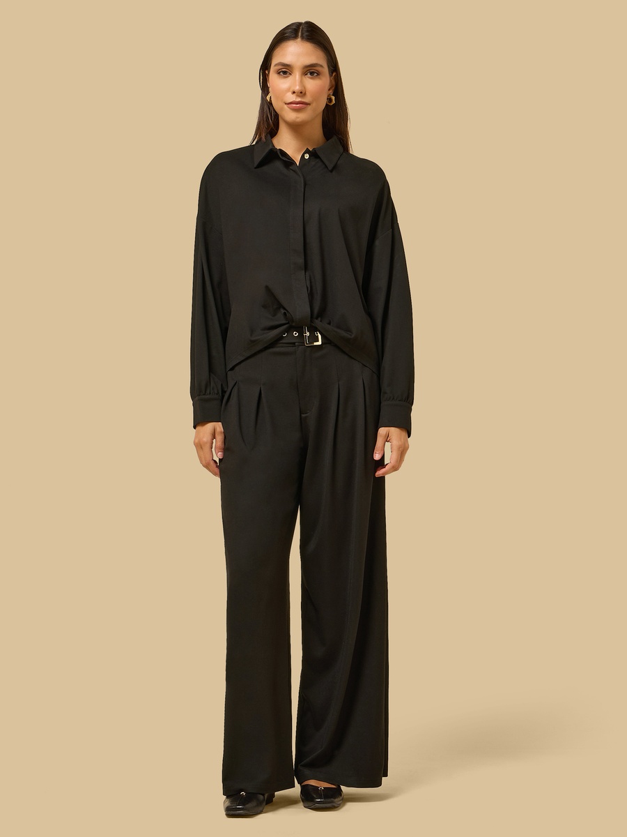 Collared Shirt with Knot Detail