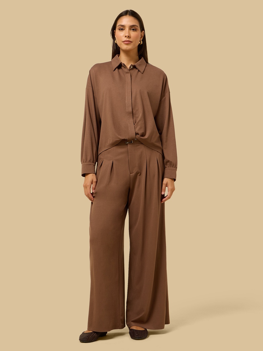 Collared Shirt with Knot Detail