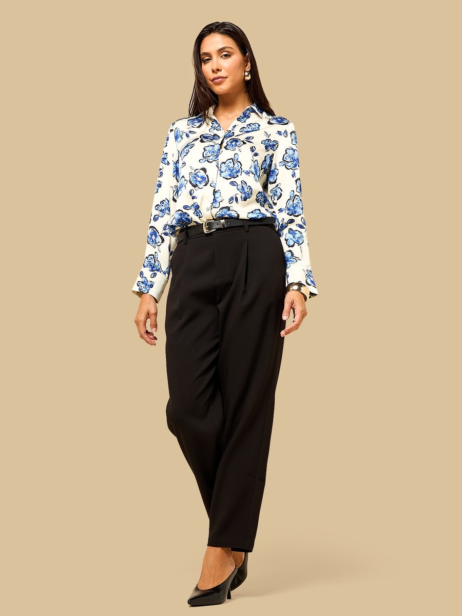 Floral Print Oversized Satin Shirt