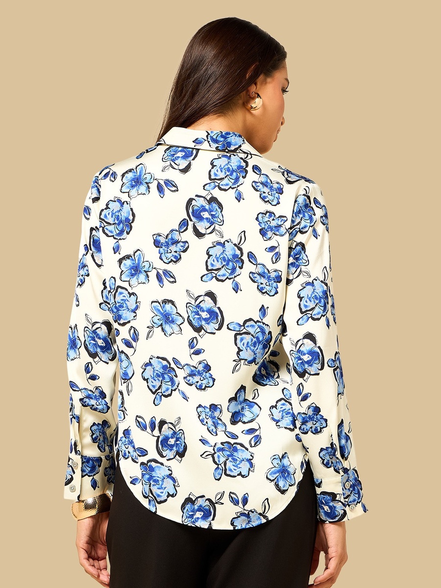 Floral Print Oversized Satin Shirt