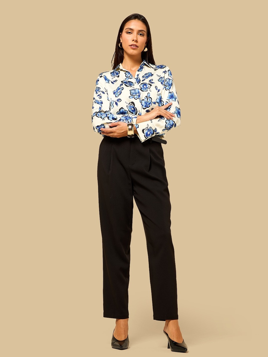 Floral Print Oversized Satin Shirt