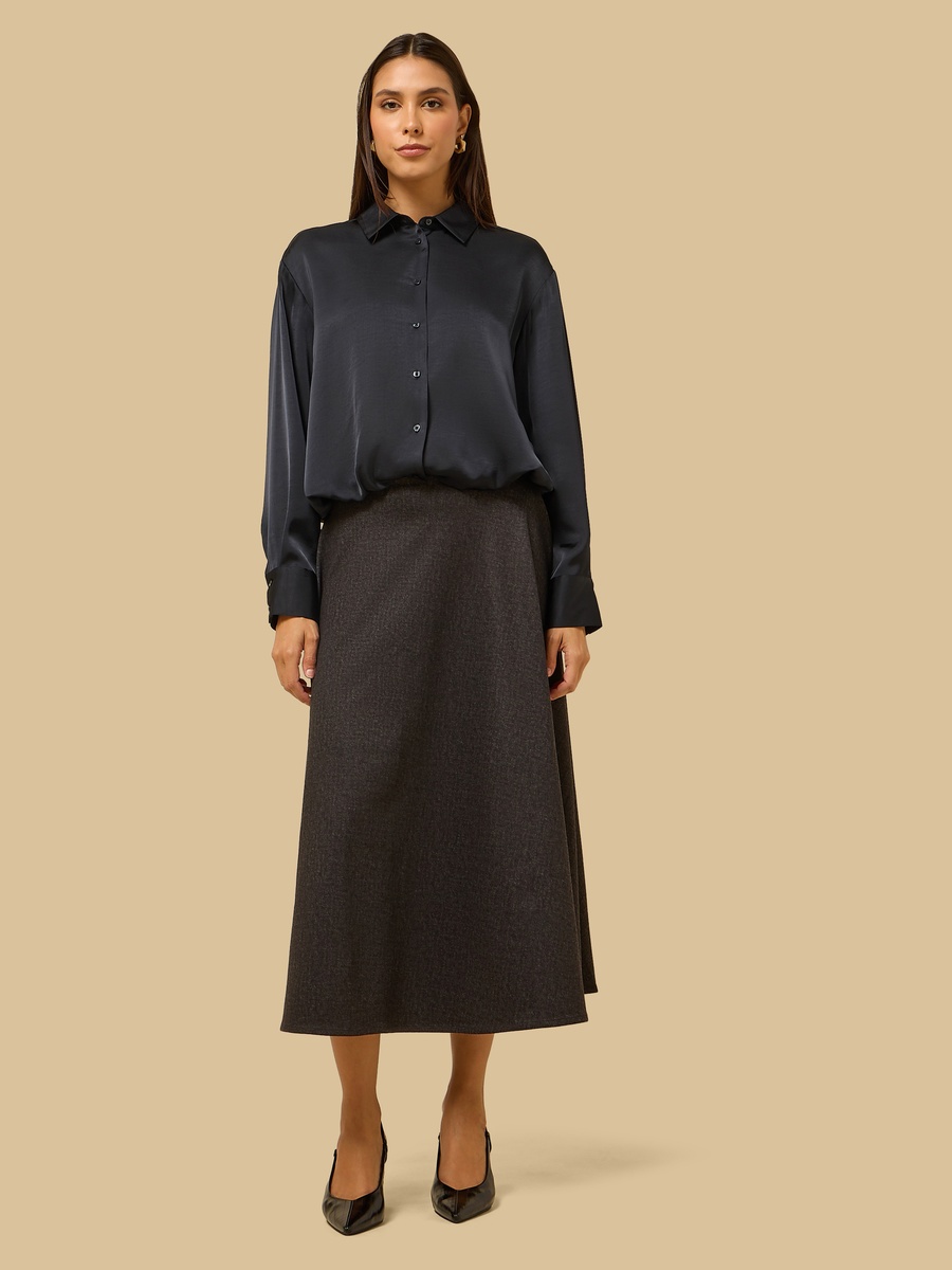 Satin Bubble Hem Shirt