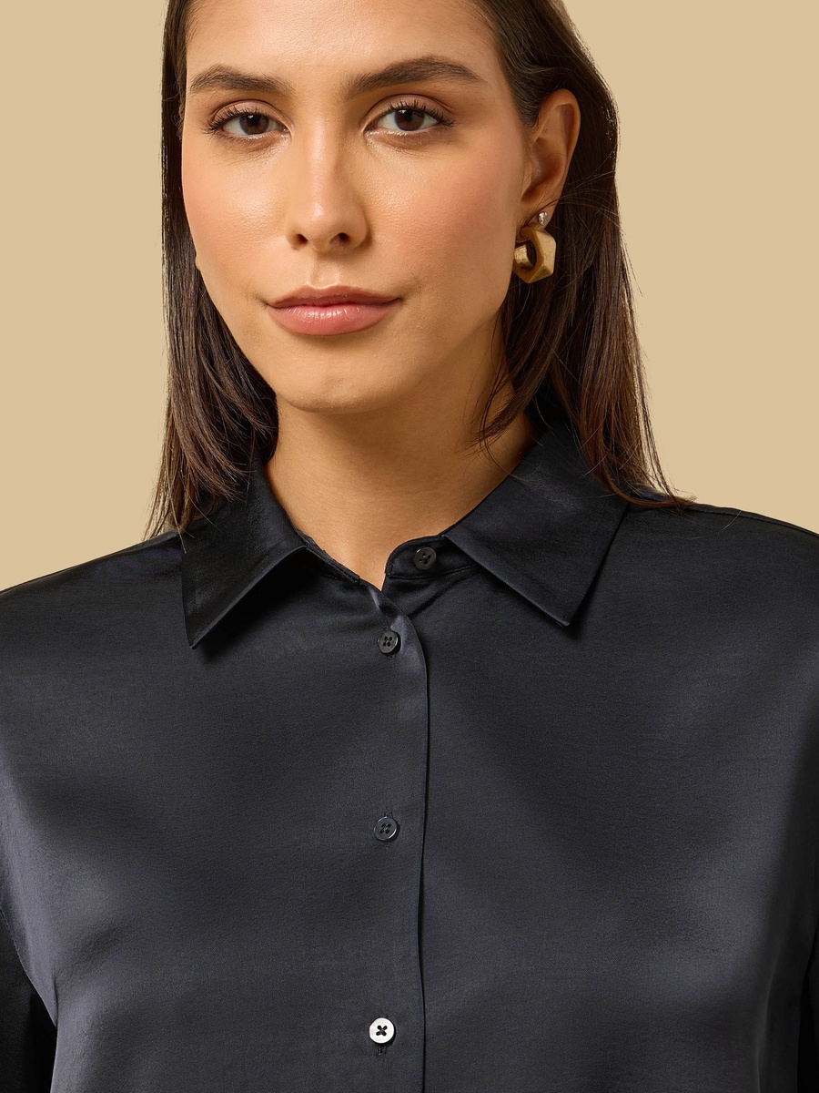 Satin Bubble Hem Shirt