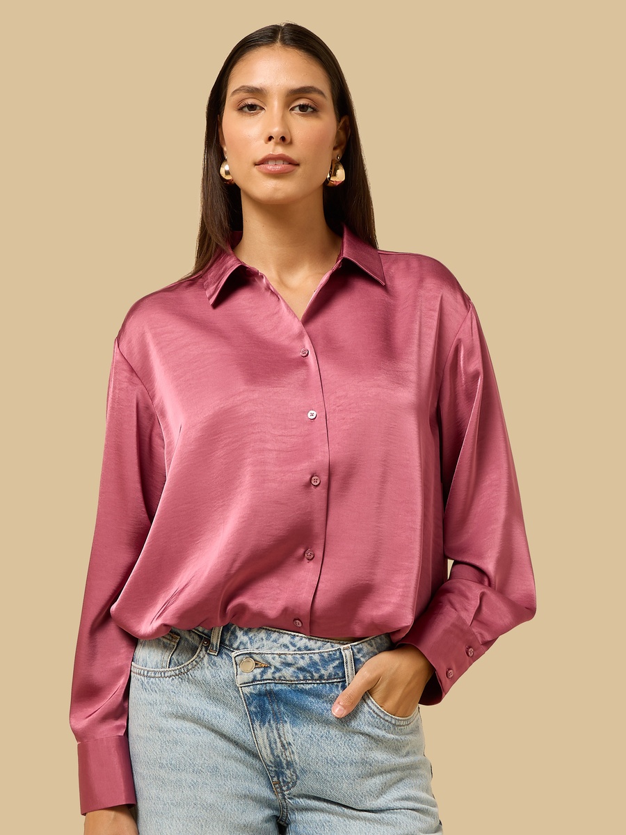 Satin Bubble Hem Shirt