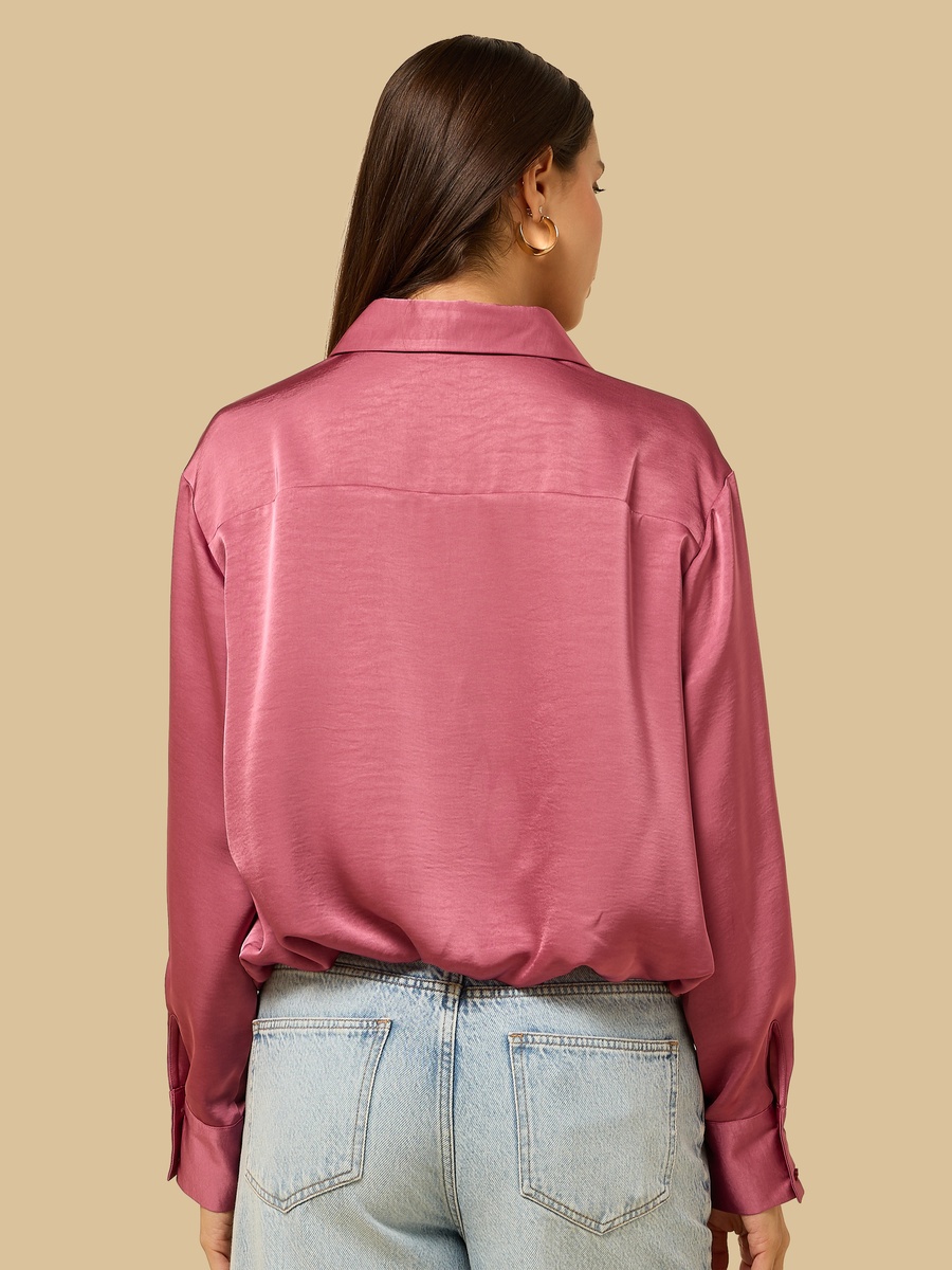 Satin Bubble Hem Shirt