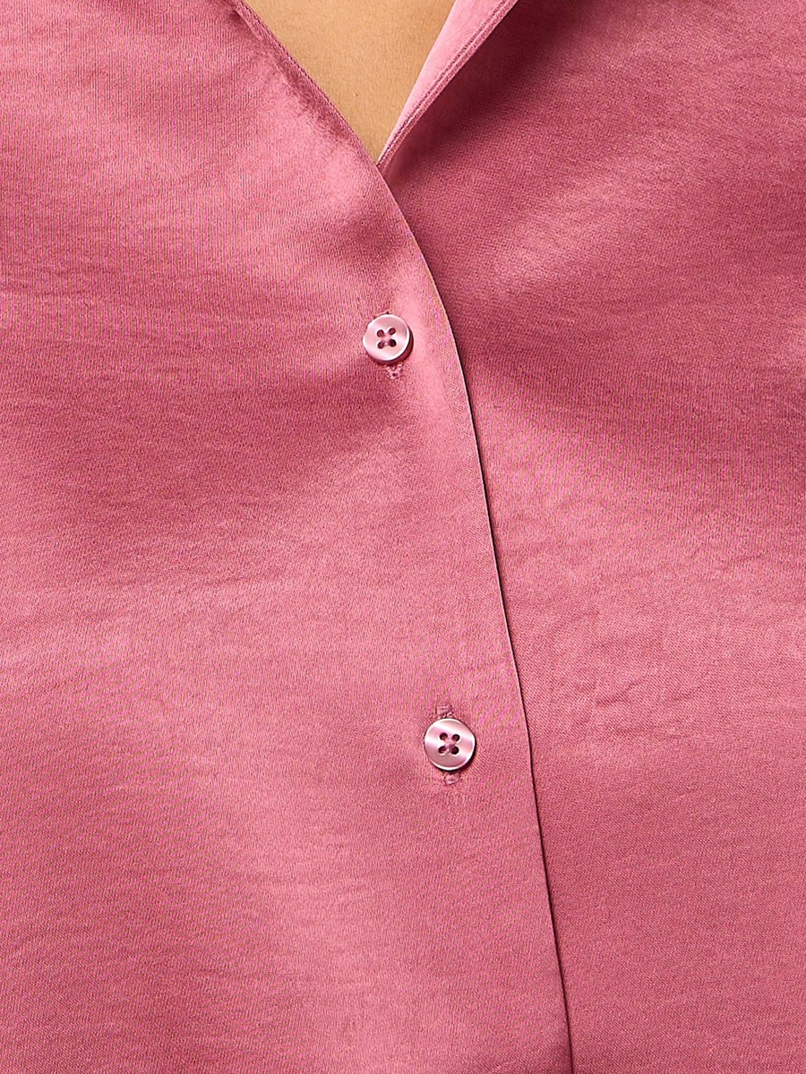 Satin Bubble Hem Shirt