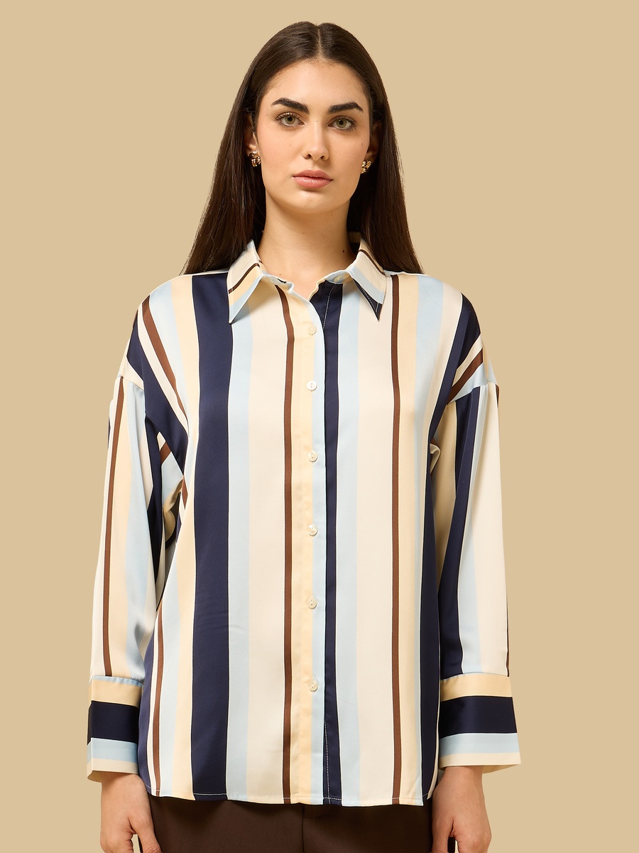 Oversized Striped Satin Shirt