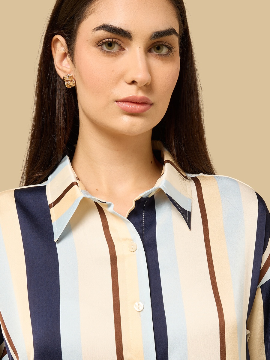 Oversized Striped Satin Shirt