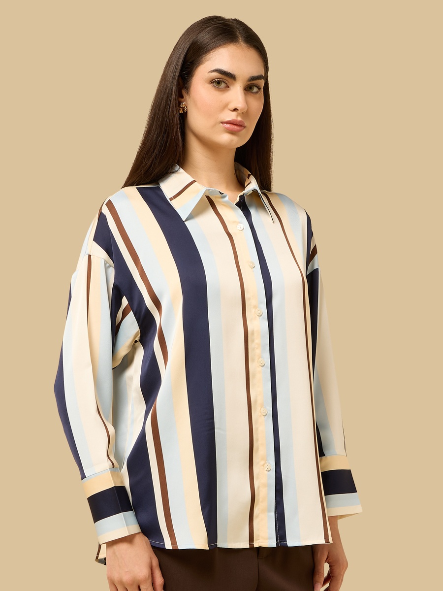 Oversized Striped Satin Shirt