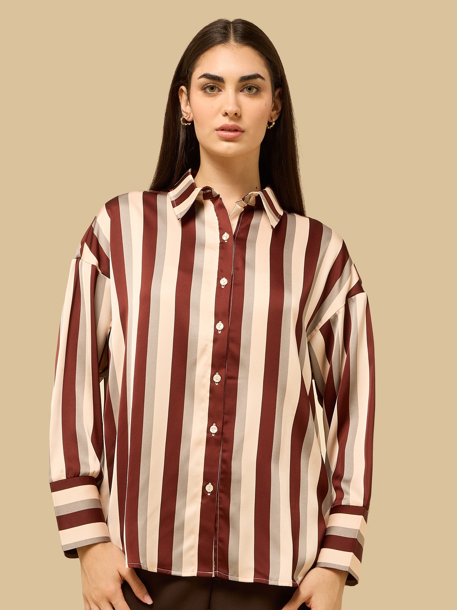 Striped Oversized Satin Shirt