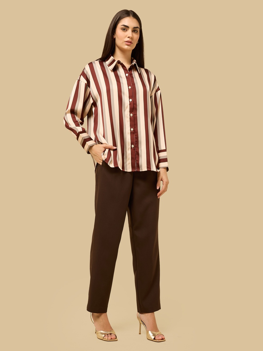 Striped Oversized Satin Shirt