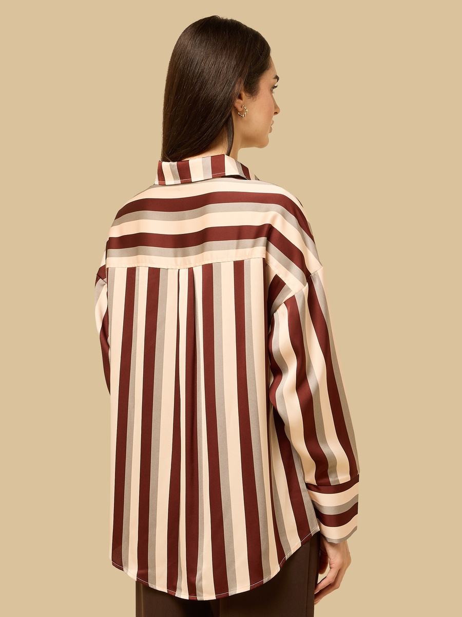 Striped Oversized Satin Shirt