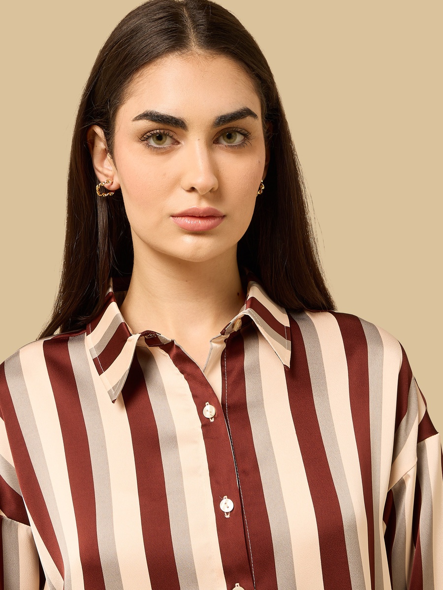 Striped Oversized Satin Shirt