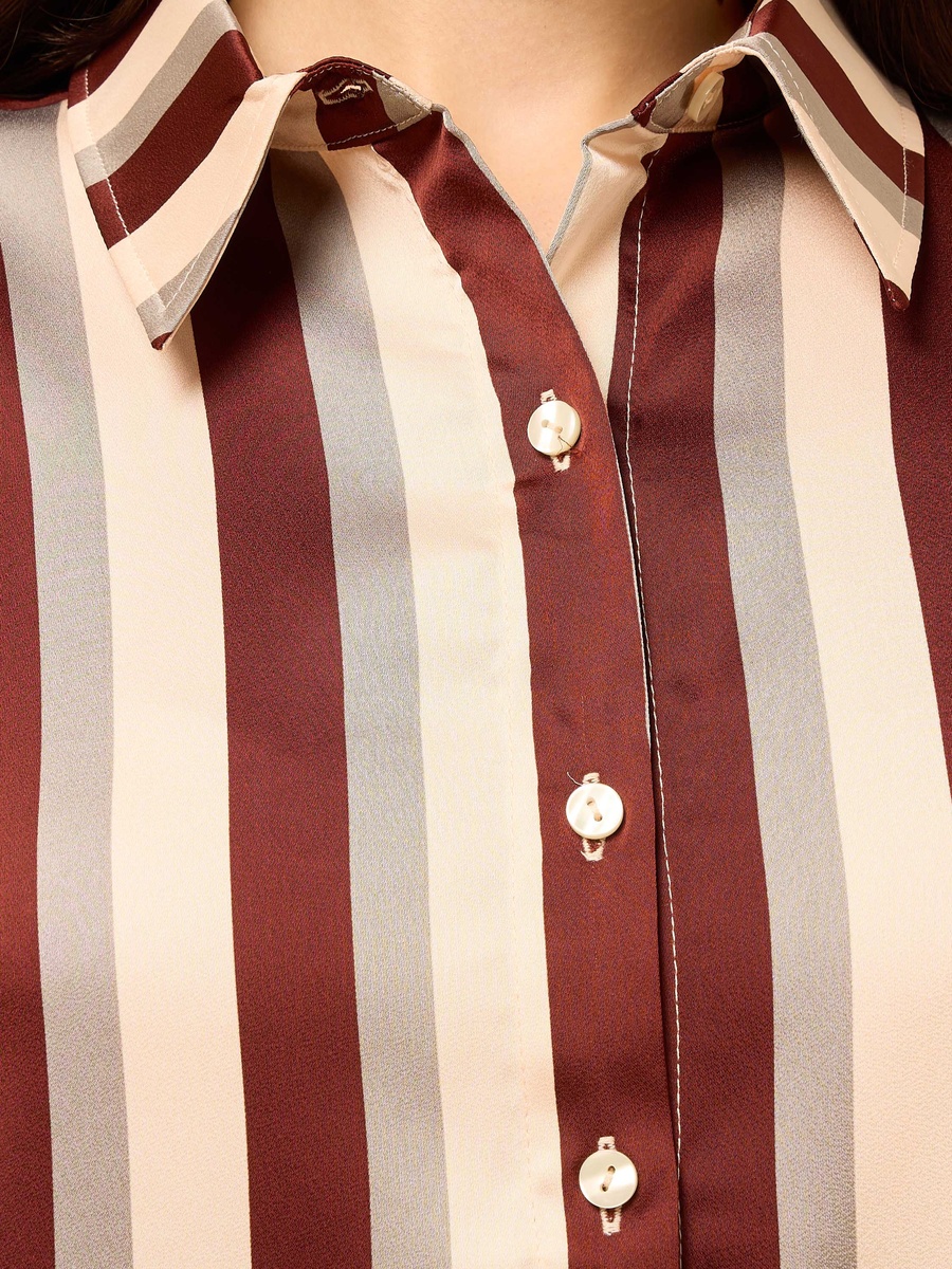 Striped Oversized Satin Shirt